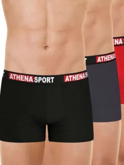 Lot de 3 boxers en coton multicolores unis avec le nom de la marque imprimé