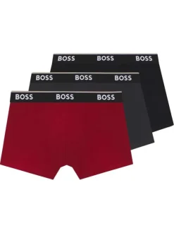 Lot de 3 boxers en coton multicolores unis avec logo blanc imprimé