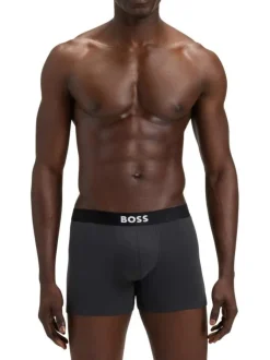 Lot de 3 boxers en coton multicolores unis avec une coupe longue