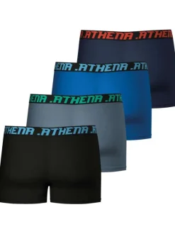 Lot de 4 boxers en coton multicolores unis à coupe fermée et taille élastiquée