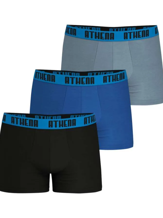 Lot de 3 boxers en coton multicolores unis à coupe fermée et taille élastiquée