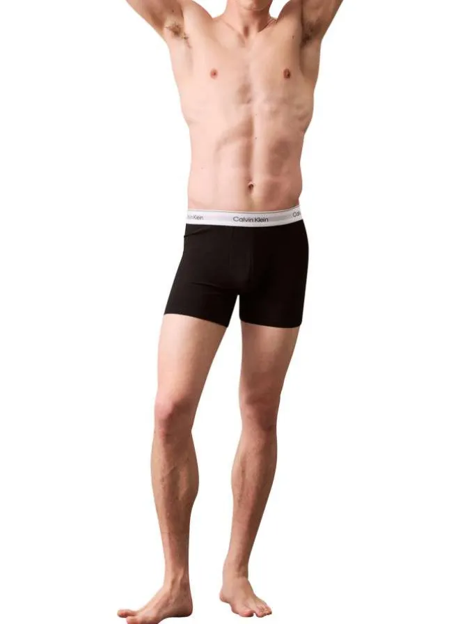 Lot de 3 boxers en coton multicolores unis longs avec le nom de la marque