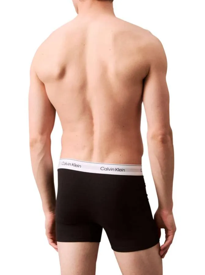 Lot de 3 boxers en coton multicolores unis longs avec le nom de la marque