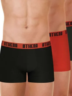 Lot de 3 boxers en coton multicolores unis pourvus d'une taille élastiquée