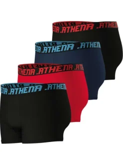 Lot de 4 boxers en coton multicolores unis pourvus d'une taille élastiquée