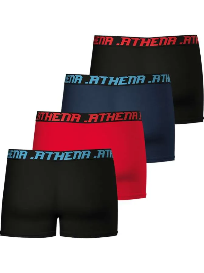 Lot de 4 boxers en coton multicolores unis pourvus d'une taille élastiquée