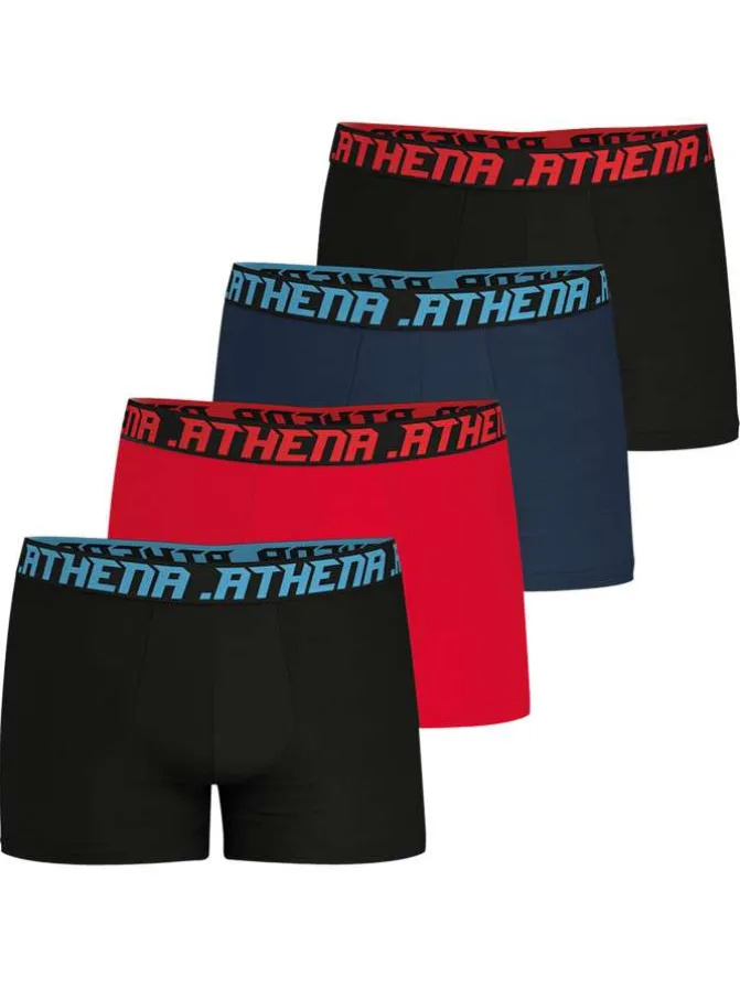 Lot de 4 boxers en coton multicolores unis pourvus d'une taille élastiquée