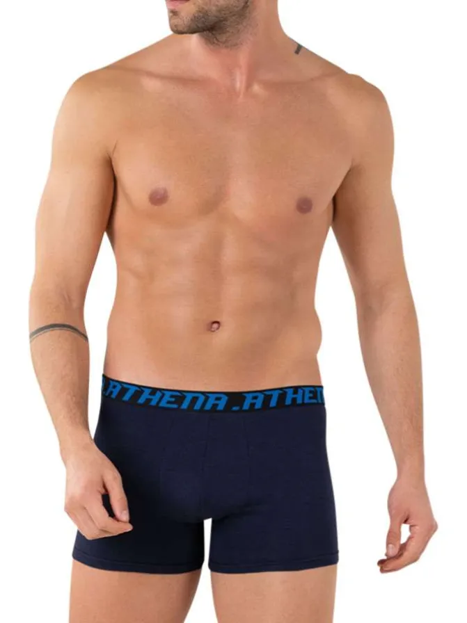 Lot de 4 boxers en coton multicolores unis pourvus d'une taille élastiquée