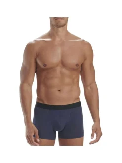 Lot de 3 Boxers en coton multicolore unis de couleur bleu et gris