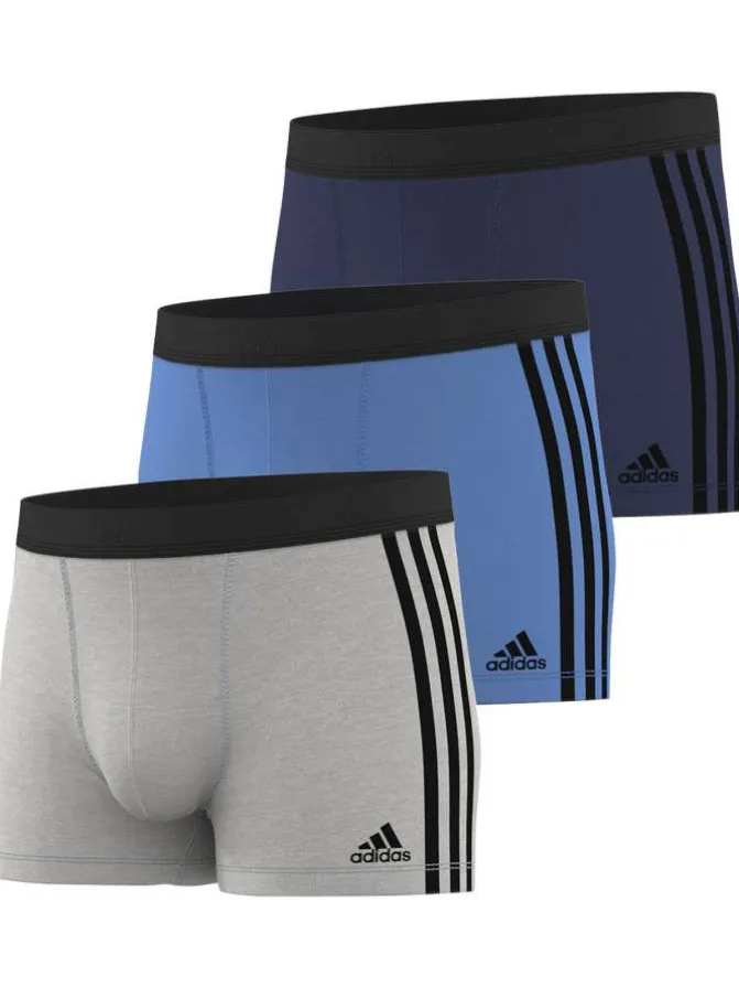 Lot de 3 Boxers en coton multicolore unis de couleur bleu et gris