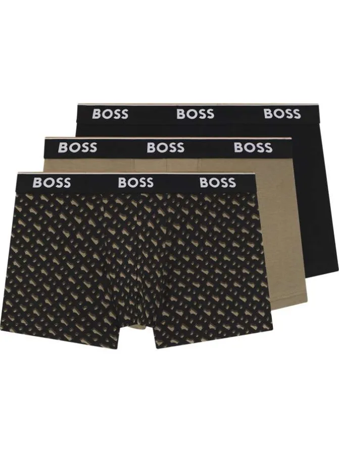 Lot de 3 boxers en coton multicolore unis et imprimé avec taille élastiquée