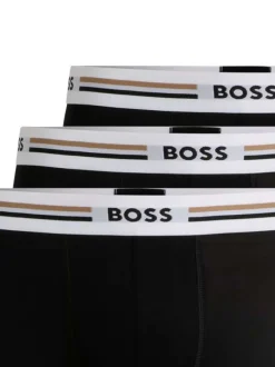 Lot de 5 boxers en coton noires unis avec marque sur la ceinture
