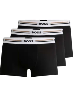 Lot de 5 boxers en coton noires unis avec marque sur la ceinture