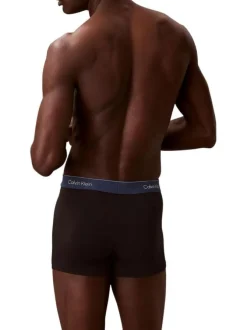 Lot de 3 boxers en coton noirs unis avec bandes élastiquées multicolores