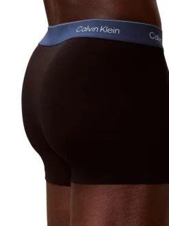 Lot de 3 boxers en coton noirs unis avec bandes élastiquées multicolores