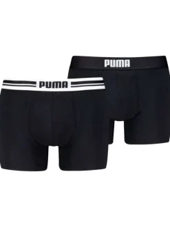 Lot de 2 boxers en coton noirs unis avec ceinture blanche et noire et logo