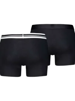 Lot de 2 boxers en coton noirs unis avec ceinture blanche et noire et logo