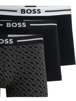 Lot de 3 boxers en coton noirs unis avec le nom de la marque