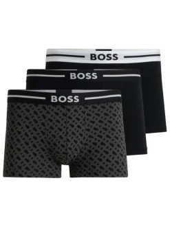 Lot de 3 boxers en coton noirs unis avec le nom de la marque