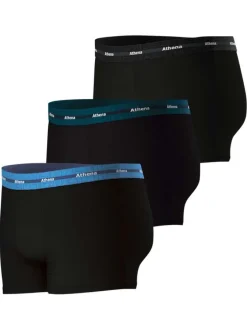 Lot de 3 boxers en coton noirs unis avec le nom de la marque imprimé