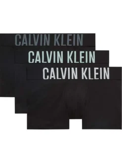 Lot de 3 boxers en coton noirs unis avec logo imprimé sur la taille