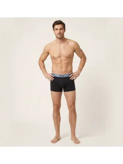 Lot de 3 boxers en coton noirs unis avec une taille élastiquée