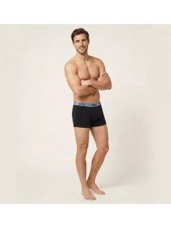 Lot de 3 boxers en coton noirs unis avec une taille élastiquée