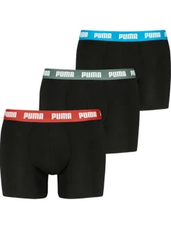 Lot de 3 boxers en coton noirs unis à ceintures de couleurs différentes