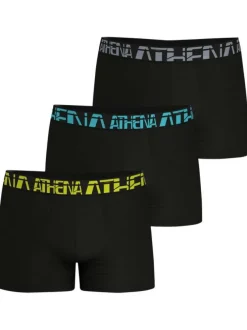 Lot de 3 boxers en coton noirs unis à coupe fermée et taille élastiquée