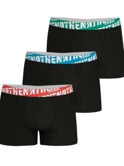 Lot de 3 boxers en coton noirs unis à coupe fermée et taille élastiquée brodée