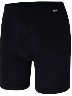 Lot de 2 Boxers en coton noirs unis à coupe longue et taille élastiquée