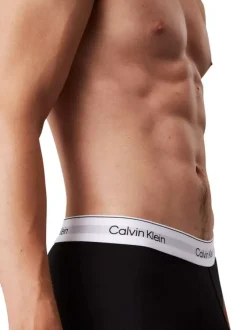 Lot de 3 boxers en coton noirs unis courts avec le nom de la marque