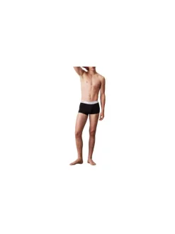 Lot de 3 boxers en coton noirs unis courts avec le nom de la marque