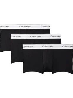 Lot de 3 boxers en coton noirs unis courts avec le nom de la marque