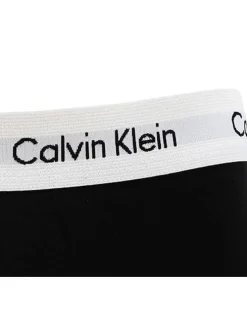 Lot de 3 Boxers en coton noir unis avec tailles élastiquées blanches