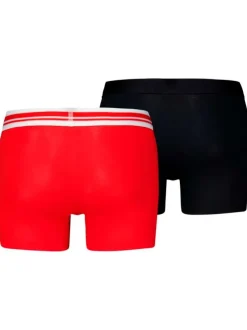 Lot de 2 boxers en coton rouge et noir unis avec nom de la marque