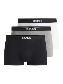Lot de 3 boxers en coton tricolores unis avec le nom de la marque