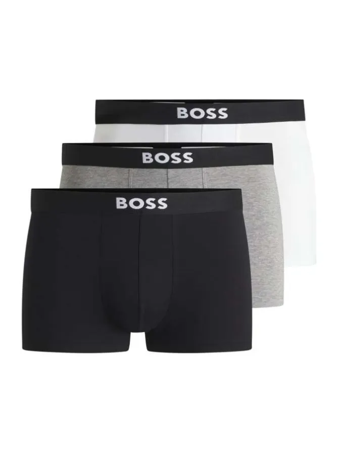 Lot de 3 boxers en coton tricolores unis avec le nom de la marque