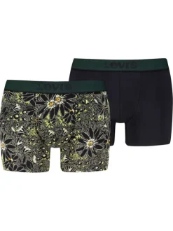Lot de 2 boxers en coton verts pourvus de ceintures élastiquées