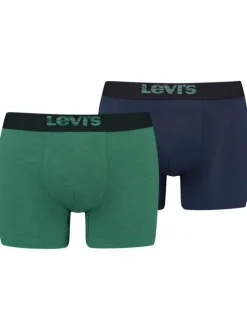Lot de 2 boxers fermés classiques en coton stretch bleu marine et vert