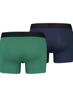 Lot de 2 boxers fermés classiques en coton stretch bleu marine et vert
