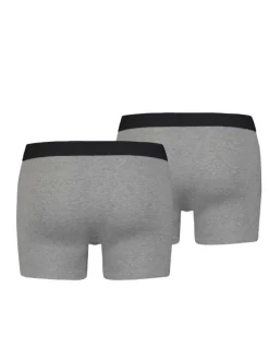 Lot de 2 boxers gris et à bande élastiquée noire brodée à la taille