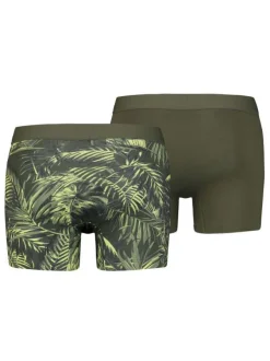 Lot de 2 boxers kaki pour homme à motifs feuilles tropical en coton