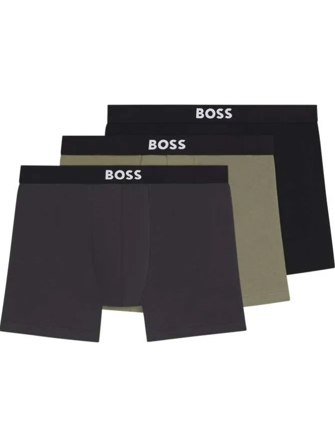 Lot de 3 Boxers long en coton multicolore uni à taille élastiquée
