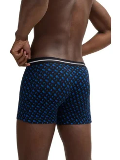 Lot de 3 Boxers longs en coton bleu imprimé avec tailles élastiquées