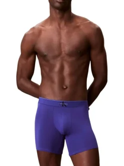 Lot de 3 boxers longs en coton bleus pourvus d'une ceinture élastiquée