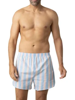 Lot de 2 boxers longs en coton multicolores unis avec une taille élastiquée