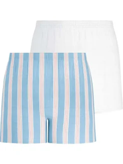 Lot de 2 boxers longs en coton multicolores unis avec une taille élastiquée
