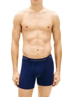 Lot de 3 boxers longs en coton multicolores unis pourvus d'une taille élastiquée