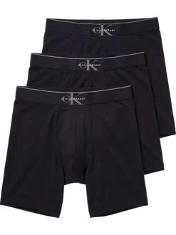 Lot de 3 boxers longs en coton noirs pourvus d'une ceinture élastiquée